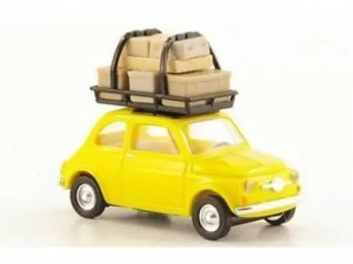 Acquista Ora 48714 Busch HO 1 87 Fiat 500 con bagagliera e bagagli colore giallo